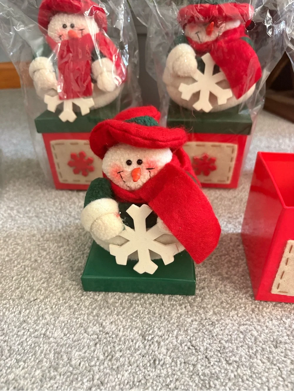 Hand Crafted Red and Green Christmas Character Gift Boxes